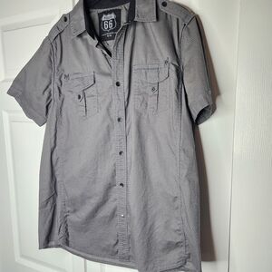 Route 66 Men's Gray Short Sleeve Button Down Shirt Size M